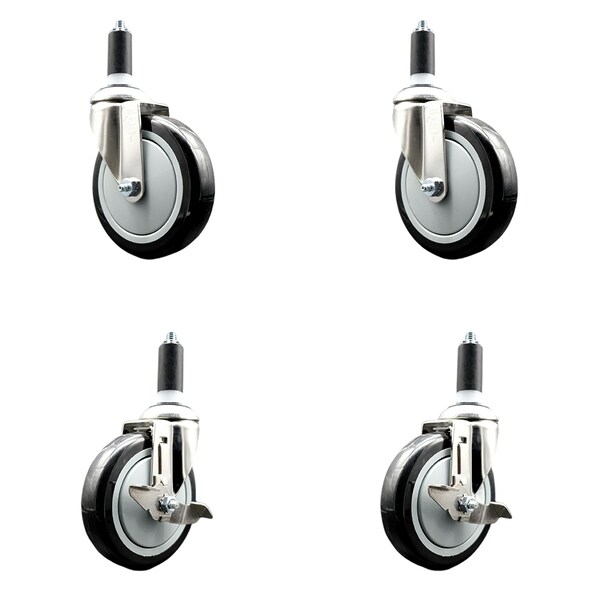 Service Caster 5 Inch 316SS Black Poly Swivel 1-3/8 Inch Expanding Stem Caster Brake SCC, 2PK SS316EX20S514-PPUB-BLK-2-TLB-2-138 - main